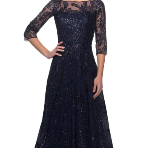 La Femme 27942SC  Mother of the Bride Dress Blue Size 6 - Picture 2 of 5